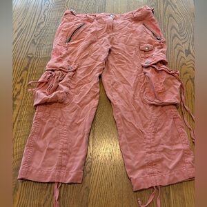 DA-NANG Silk Cargo Crop Pink Pants Capri 90’s Retro Luxe Grunge Style S Holes
